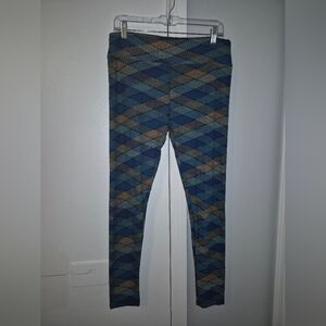 Lilaroe TC Blue and Brown Patterned Leggings